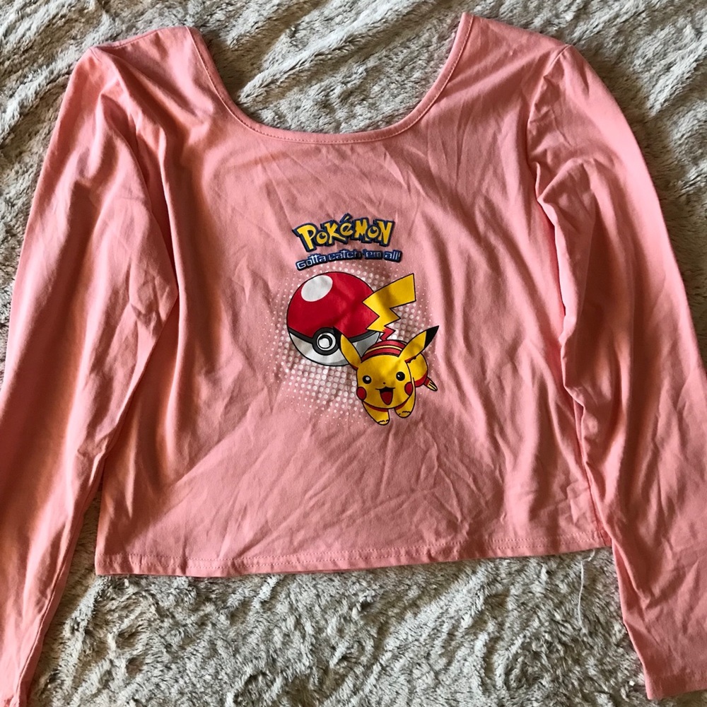 Pikachu Pokémon Pink Long Sleeve Crop Top